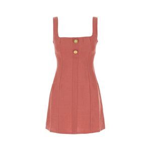 Le Kasha Women Dark Pink Linen Mini Dress
